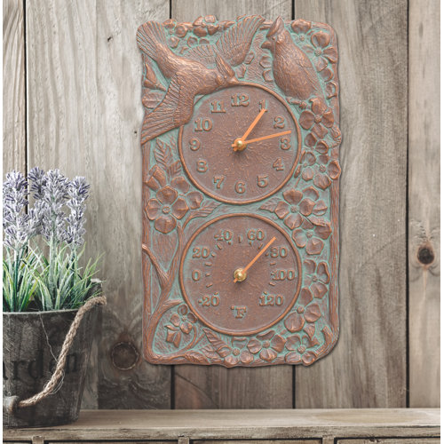 Whitehall Products Cardinal Indoor/Outdoor Wall Clock and Thermometer